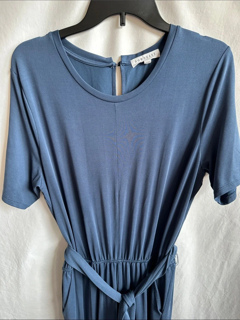 DownEast dusty blue jumpsuit with pockets, size XL